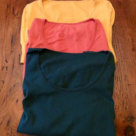 J.Crew factory fine-rib scoopneck tee top set of 3 (gold, rust, green), xl - Picture 2 of 4